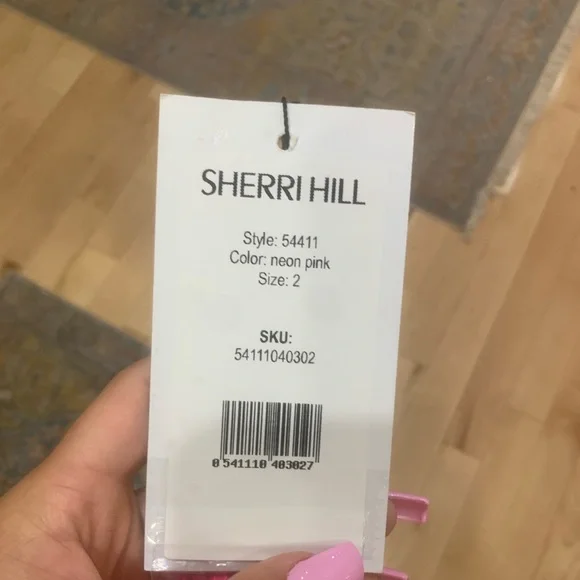 Sherri Hill Neon Pink Beaded Dress - Picture 3 of 5